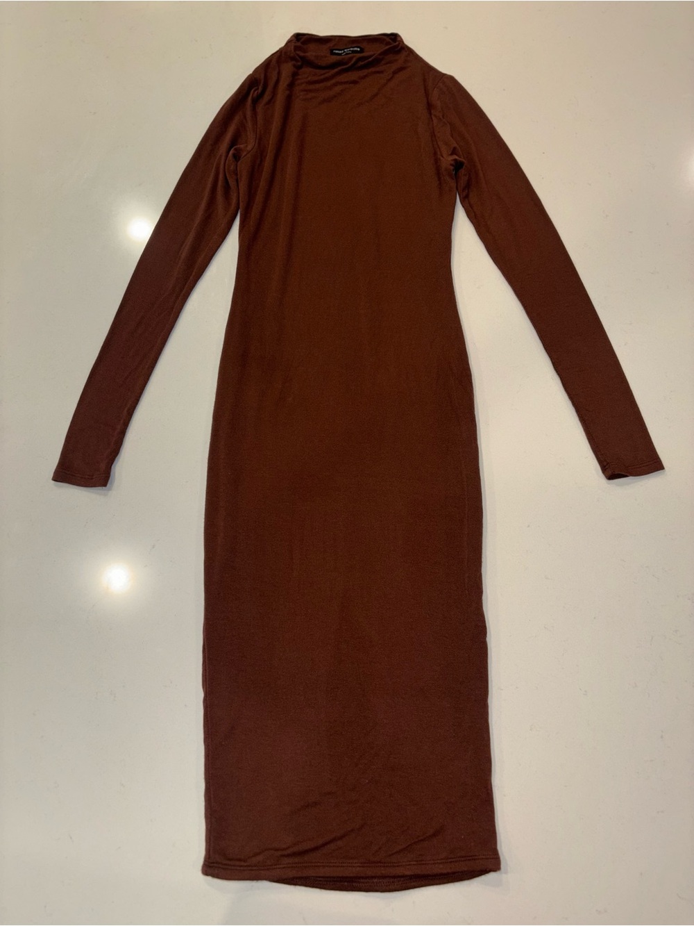 Naked Wardrobe Chocolate Brown Long Sleeve Maxi Dress Size S